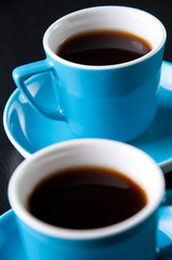 Vertical shot of espresso coffee, close-up