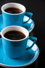 Pair of coffee cups with espresso