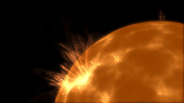 Visualisation of a solar flare.