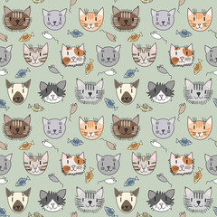 Seamless pattern with cute cats #1