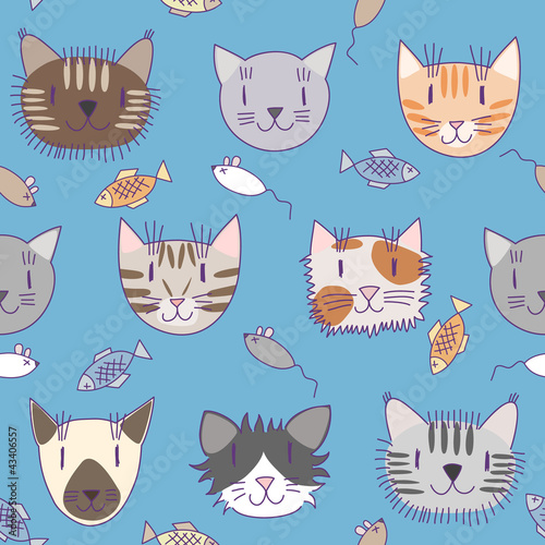 Seamless pattern with cute cats #2