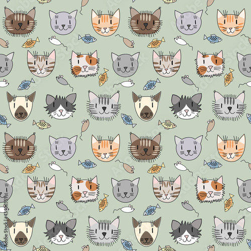Seamless pattern with cute cats #1