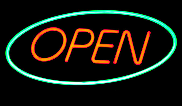 open  neon sign