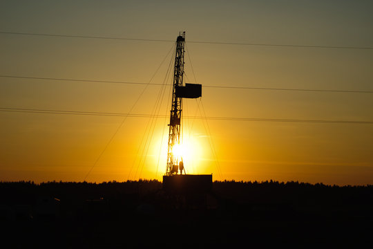 Installation workover in the position,Evening. Sunset