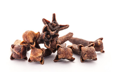 Carnation (spices) isolated on white background