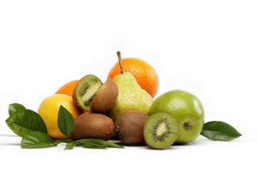 Fresh fruits isolated on a white background.