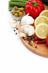 set fresh vegetables isolated on white background