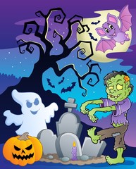 Scene with Halloween tree 6