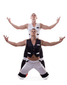 two strong men show dance performance isolated