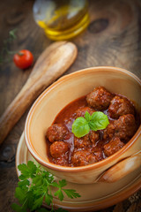 Italian cooking  - meat balls with basil