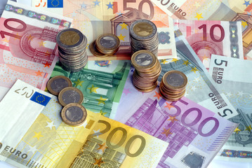 Geld, Münzen, Banknoten, Geldscheine, Euro, Finanzen