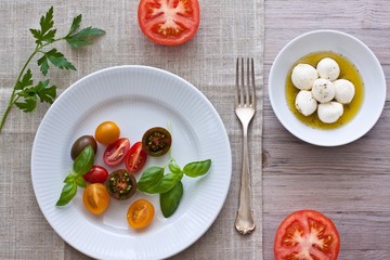 Tomaten und Mozzarella
