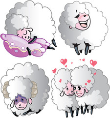 Sheeps on a white background 