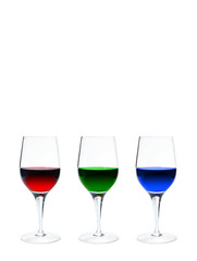 Wine glasses on white background