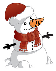 snowman with red christmas hat