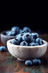 Bilberries in a small stone bowl