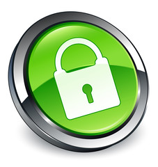 Padlock icon 3D green button