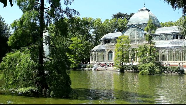Cristal palace in the Retiro Park, Madrid, Spain