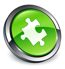 Puzzle / Plugin icon 3D green button