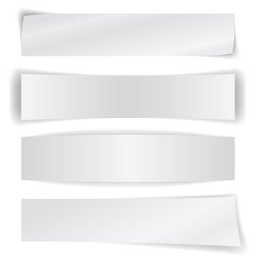 Set of blank paper banners isolated on white.