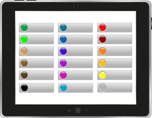 Tablet PC with abstract background and icons