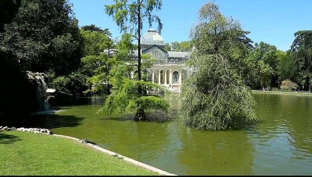 Cristal palace in the Retiro Park, Madrid, Spain