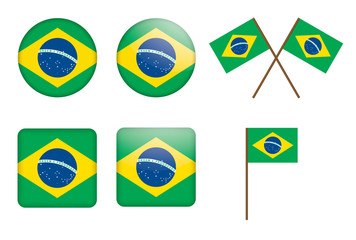 set of badges with flag of Brazil vector illustration