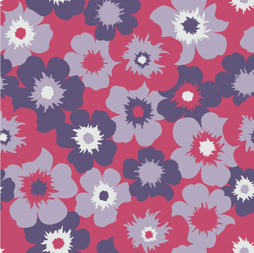 Seamless Red Floral  Background