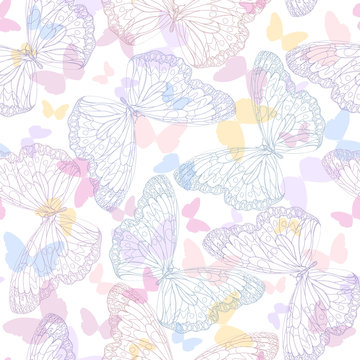 Seamless background with butterflies