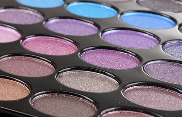 Bright eye shadows close-up