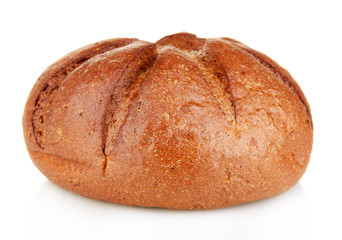 Homemade whole bread isolated on white background