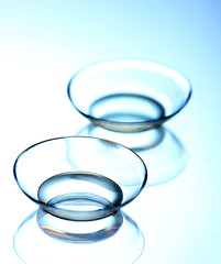 contact lenses, on blue background