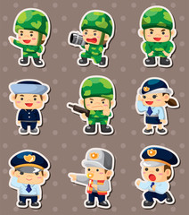 cartoon police and soldier stickers