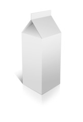 White blank milk box on white background.