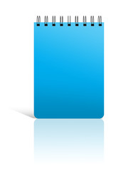 Blank book with blue cover on white background..