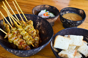 Pork Satay. grilled pork served with peanut sauce or sweet and s