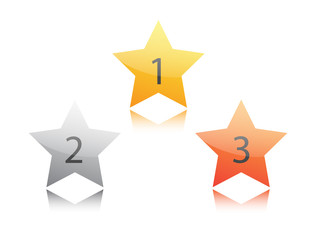 Obraz premium Gold silver bronze star on white