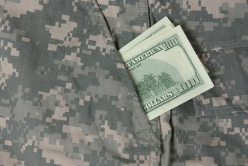 Dollars in uniform pocket