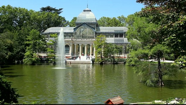 Cristal palace in the Retiro Park, Madrid, Spain
