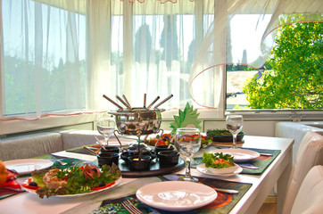 party served with a fondue