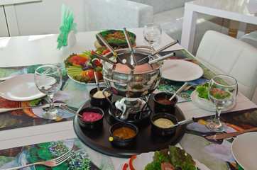 party served with a fondue