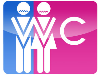 WC homem e mulher aflitos