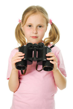 Little girl with binoculars