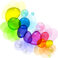 Color abstract with transparent bubbles and drops.