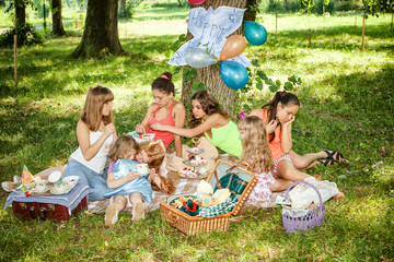 girlfriends on picnic in park