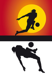 Silhouette of football players on a colored background