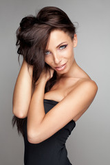Portrait of sexy brunette woman with beautiful eyes