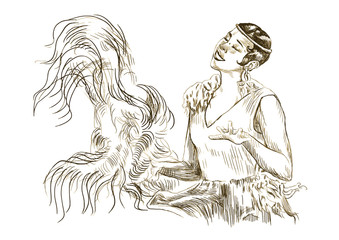 Dancer - Hand drawing picture into vector - Retro style