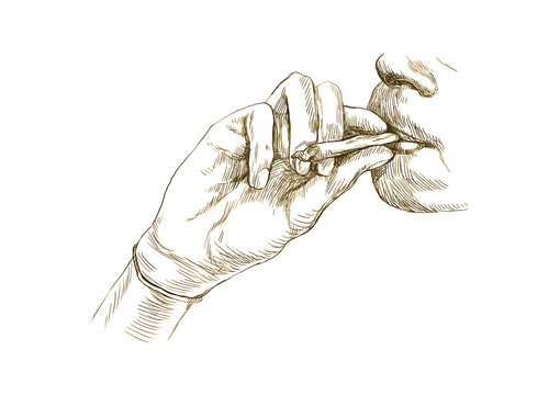 Smoking marijuana joint - Hand drawing converted into vector