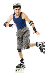 man in roller blades